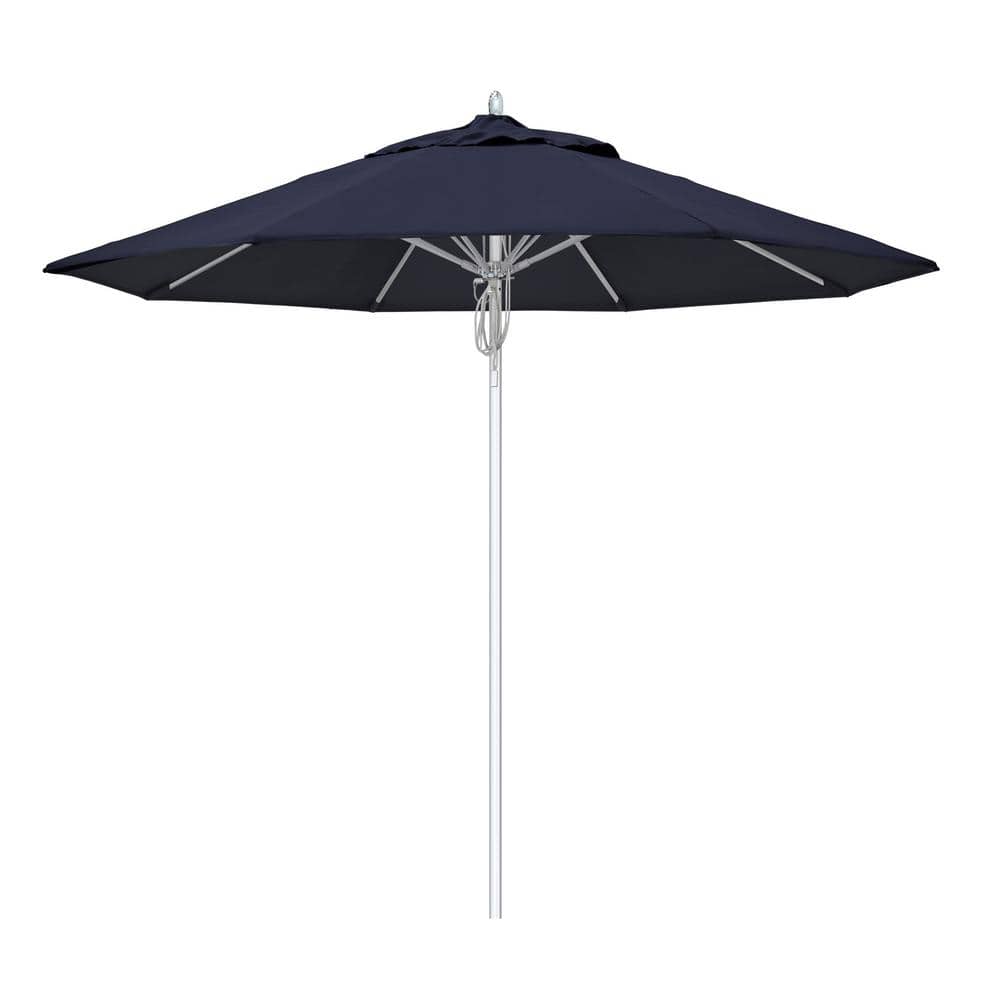 9 ft. Silver Aluminum Commercial Fiberglass Ribs Market Patio Umbrella and Pulley Lift in Navy Sunbrella price history on PriceWatchPro
