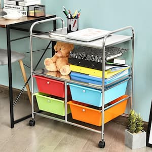 4-Drawer Plastic Rolling Storage Cart Metal Rack Organizer Shelf with Wheels Multicolor