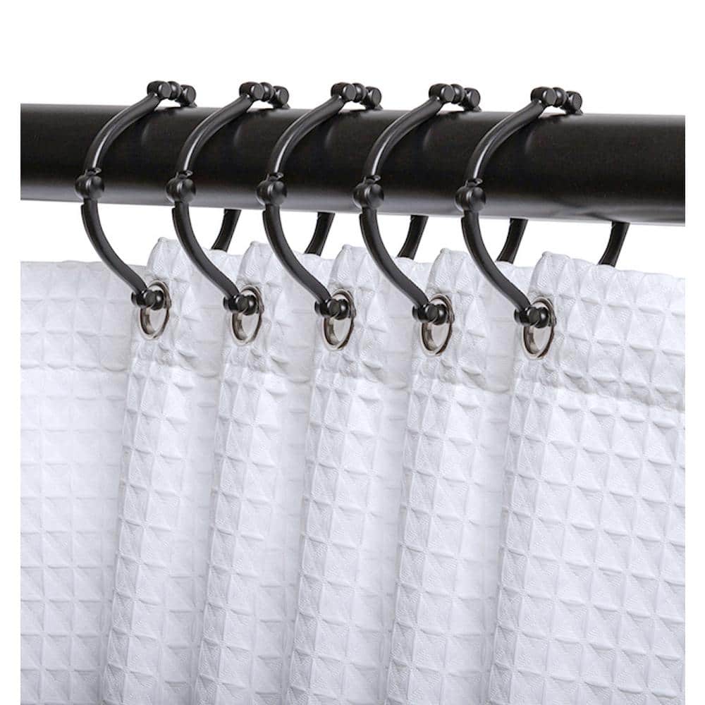 Double Shower Curtain Hooks for Bathroom Rust Resistant Shower Curtain Hooks  Rings in Matt Black (Set of 12) - Yahoo Shopping