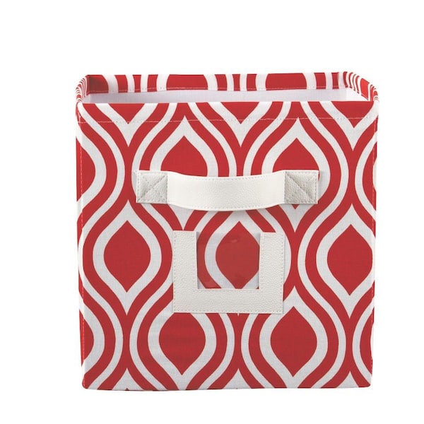 Home Decorators Collection 10.75 in. W x 11 in. H Nichole Lipstic Fabric Storage Bin with Handle