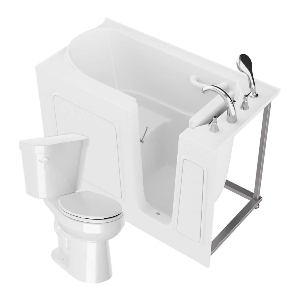 Universal 53 in. x 26 in. Right Drain Soaking Jetted Bathtub in White with Rounded Toilet and Soft Close Lid price history on PriceWatchPro