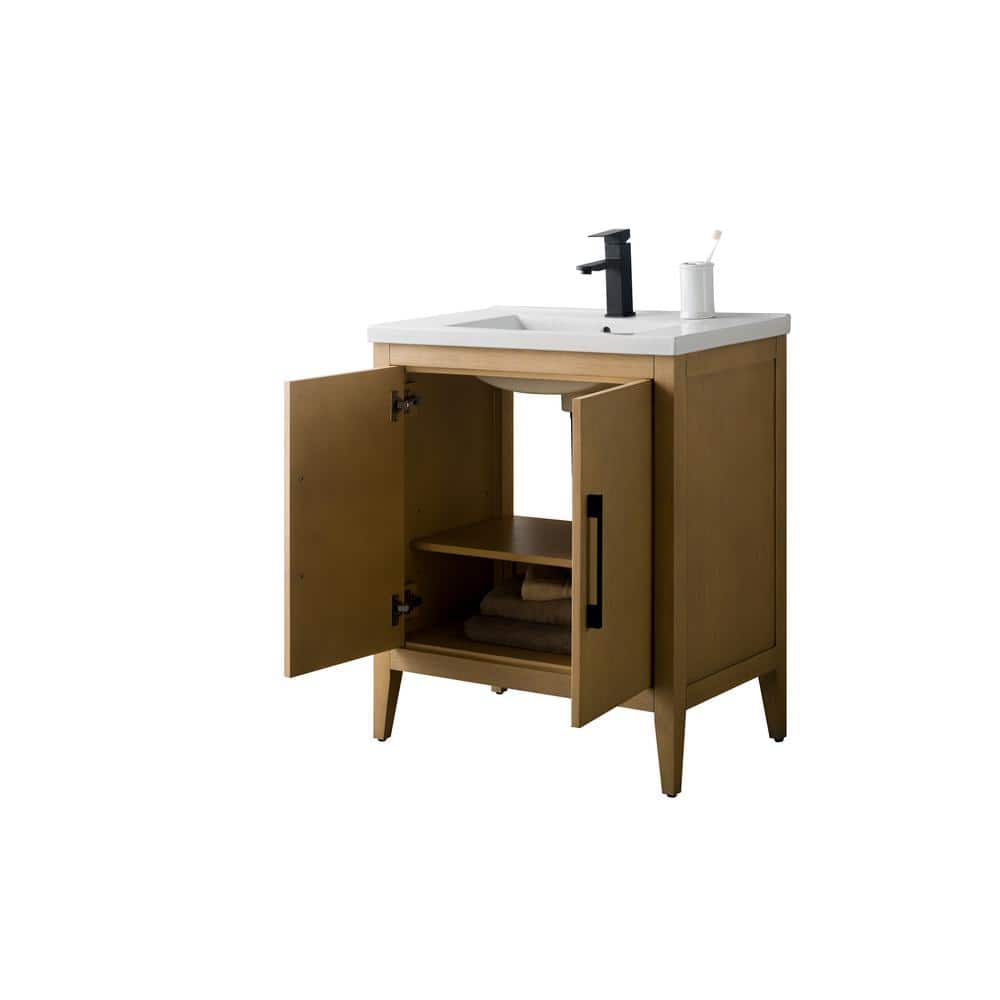 Natural Oak 30" Single Bathroom Vanity with Ceramic Top