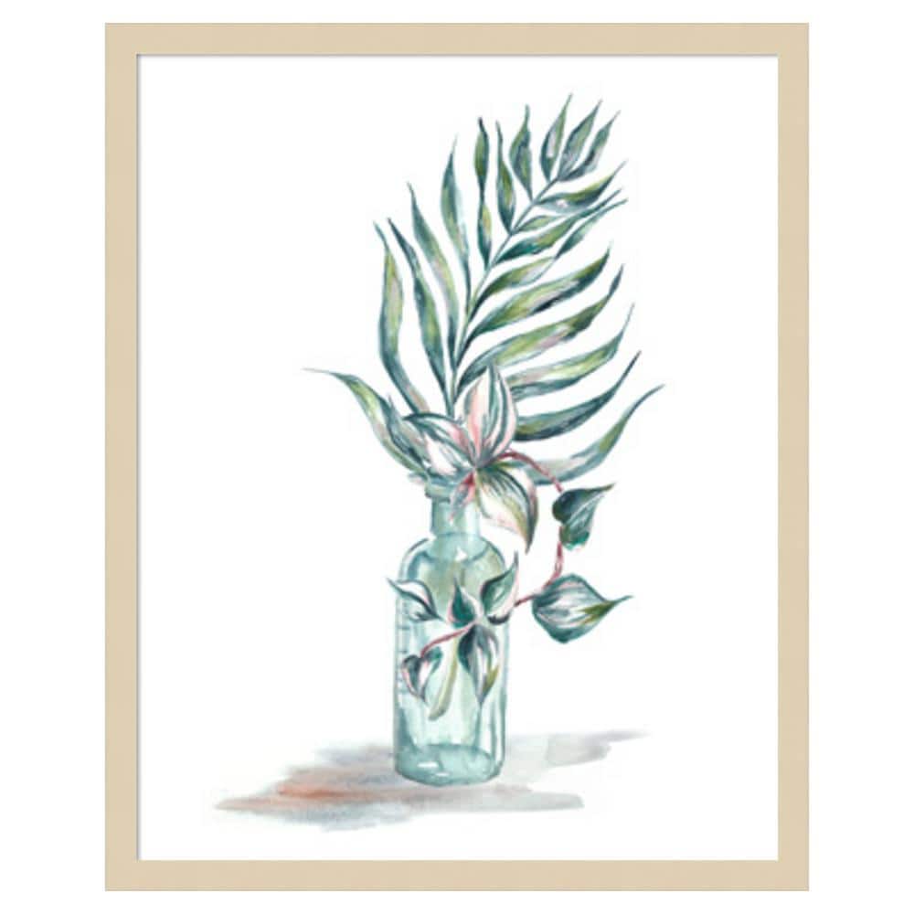 Island Tropics Frond in Bottle I Natural Wood Framed Wall Art