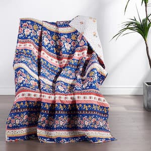 Marsha Blue Cotton Blend Throw Blanket