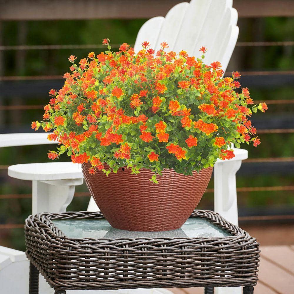 14 in. Orange Outdoor Artificial Flower UV Resistant 20-Bundles