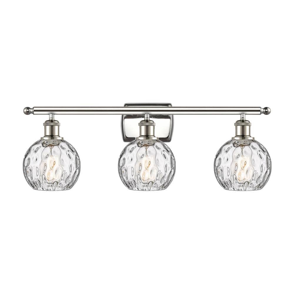 Athens Water Glass 26 in. 3-Light Polished Nickel, Clear Water Glass Vanity Light with Clear Glass Shade price history on PriceWatchPro