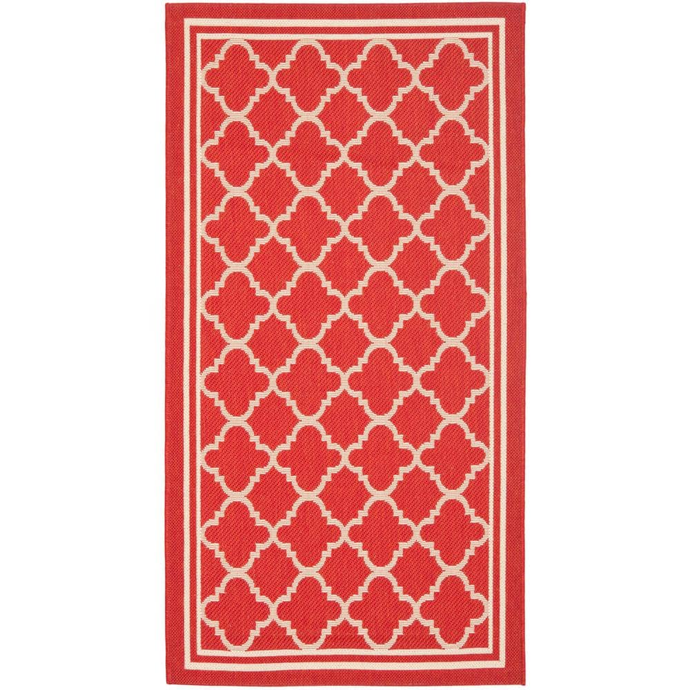 Courtyard Red/Bone Doormat 3 ft. x 5 ft. Geometric Indoor/Outdoor Patio Area Rug price history on PriceWatchPro