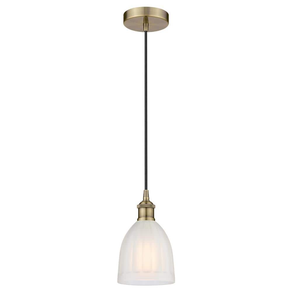 Brookfield 60-Watt 1-Light Antique Brass Standard Mini Pendant Light with Painted Glass Shade, No Bulbs Included price history on PriceWatchPro