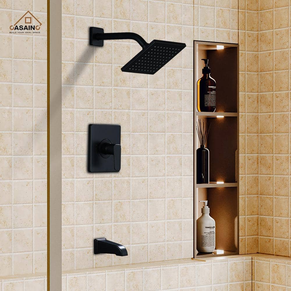 Matte Black Adjustable Wall Mounted Rain Shower Faucet Set