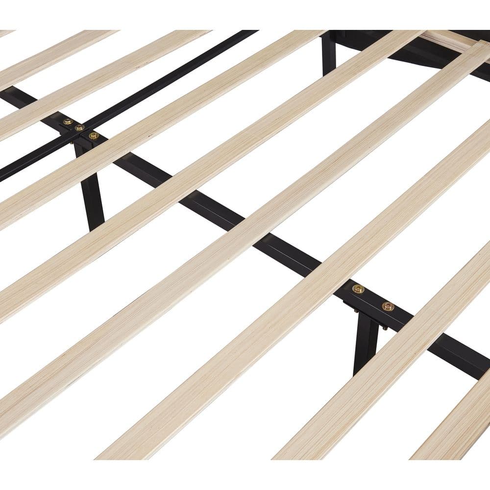 Black Faux Leather Upholstered Queen Platform Bed with LED Lights