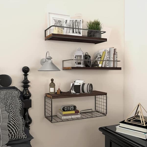 Cubilan 15.7 in. W x 5.9 in. D x 0.6 in. H Black Decorative Wall Shelf, 4  Plus 1 Tier Floating Shelves MJTZ03 - The Home Depot