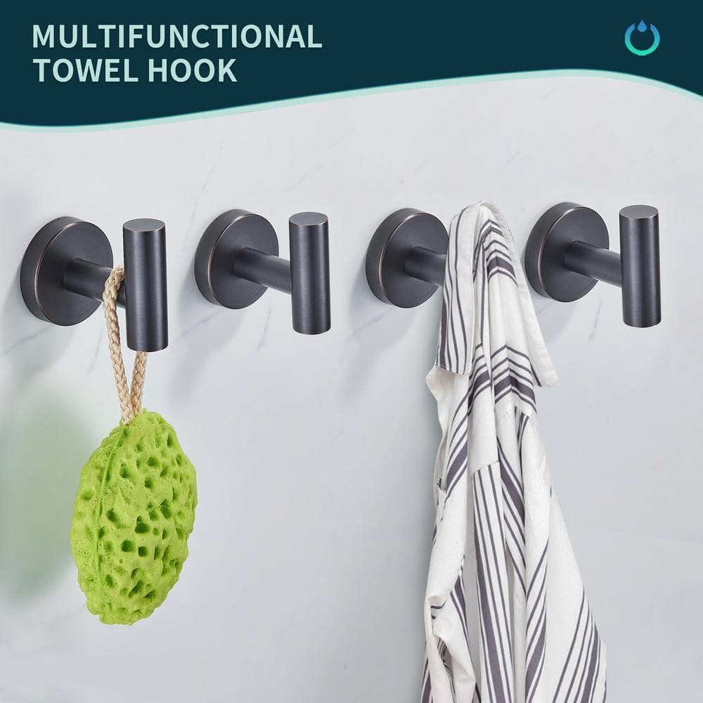 Oil Rubbed Bronze Wall Mounted Double Robe Hooks, 2-Pack
