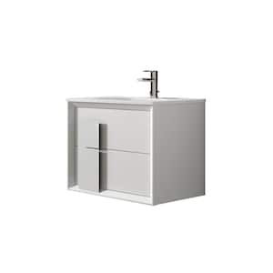 Decor Cristal 32 in. W x 18 in. D Bath Vanity in White with Ceramic Vanity Top in White with White Basin and Sink