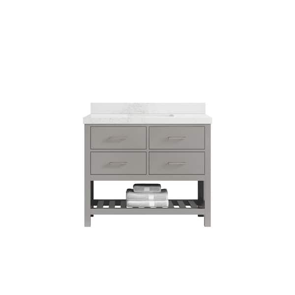 Willow Collections Parker 42 in. W x 22 in. D x 36 in. H Bath Vanity in Elephant Gray with 2 in. Empira Quartz Top