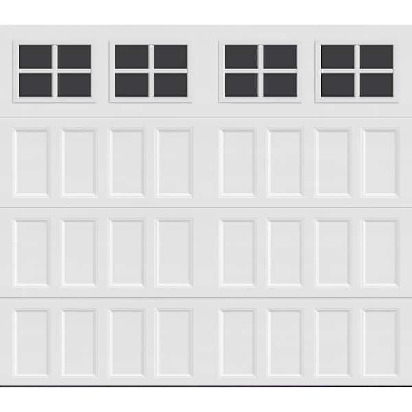 Clopay Bridgeport Steel Narrow Panel 8ft x 7ft Insulated 6.3 R-Value White Garage Door with windows