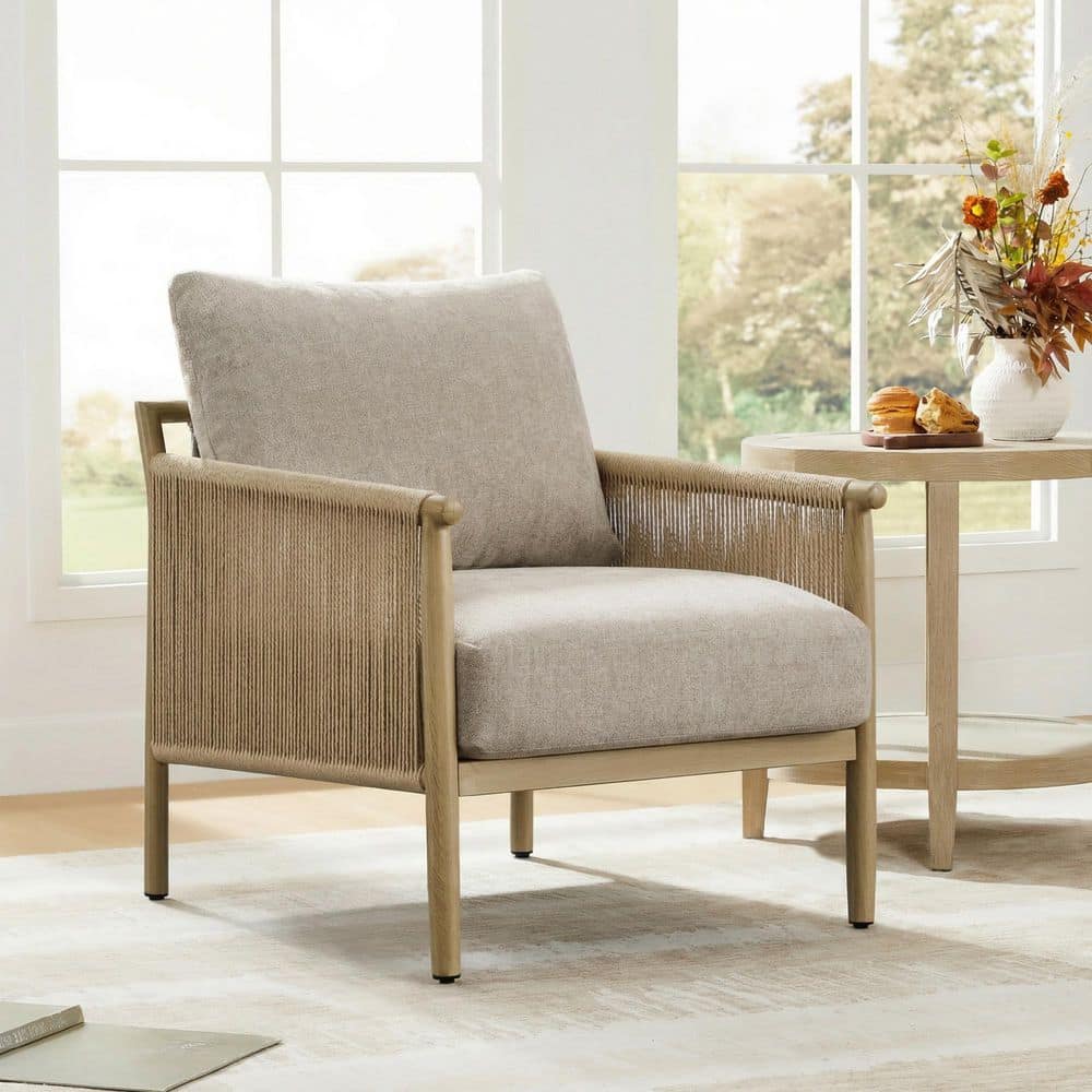 Spruce & Spring Bennett Mink Gray Natural Wood-Like Finish Fabric Braid ...