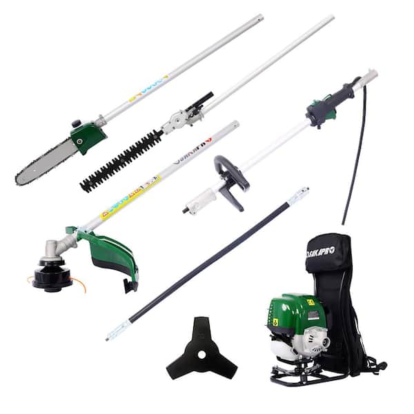 Sudzendf 4 in 1 Green Multi-Functional Trimming Tool, 38CC 4-stroke Garden Tool System with Gas Pole Saw, Hedge/Grass Trimmer