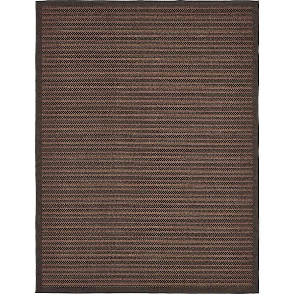Outdoor Checkered Black 9' 0 x 12' 0 Area Rug