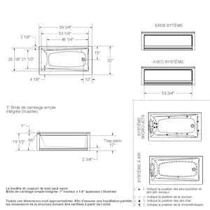 New Town 60 in. x 32 in. Acrylic Left Drain Rectangular Alcove Soaking Bathtub in White