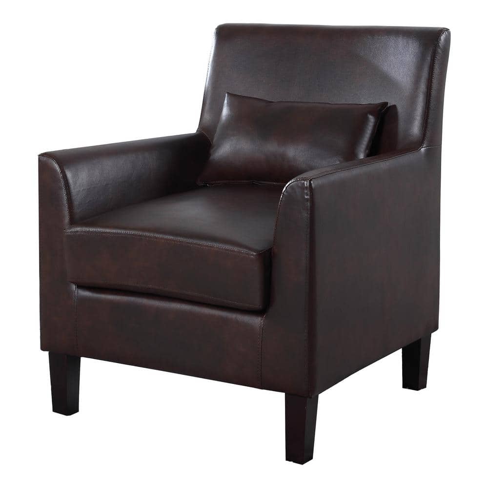Best Master Furniture Xavier Espresso Faux Leather Arm Chair with Throw