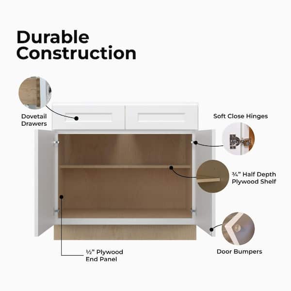 Norfolk Assembled 27 in. W x 34.5 in. H x 24 in. D Plywood Base Cabinet in Painted White