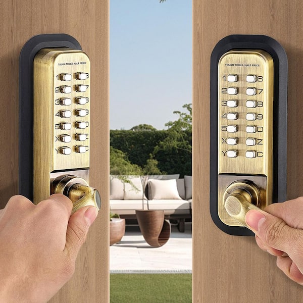 Mechanical Keyless Entry Door Lock, 14 Key Mechanical Door Lock, Mechanical Keypad Door Lock with Handle, 2025 Upgrade