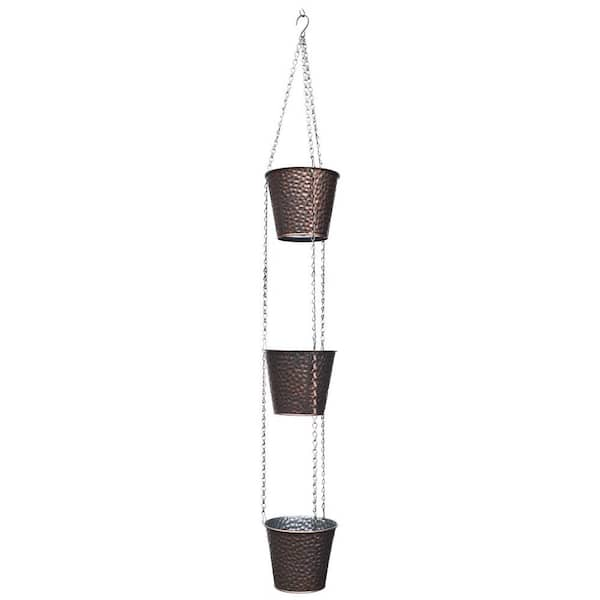 Pennington 7 in. Metal Rain Chain-Style Vertical Three Tier Planter