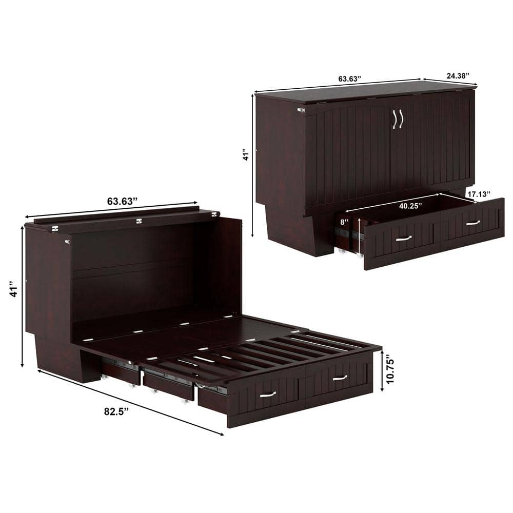 Nantucket Queen Murphy Bed Chest with CoolSoft Memory Foam Mattress