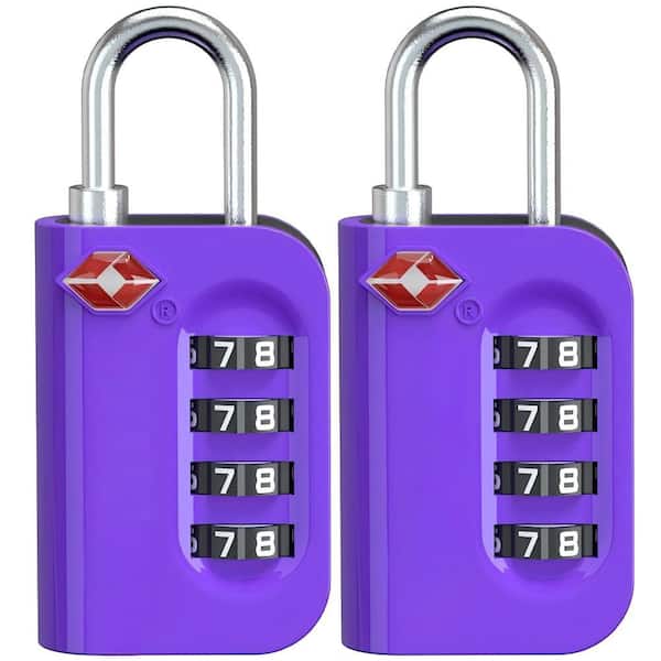 2 Pack Purple TSA Approved 4-Digit Luggage Lock, Heavy Duty Zinc Alloy, Easy-Read Combination Window