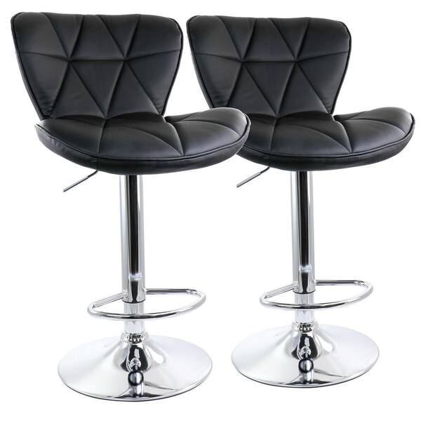 matte faux leather and chrome adjustable bar stool