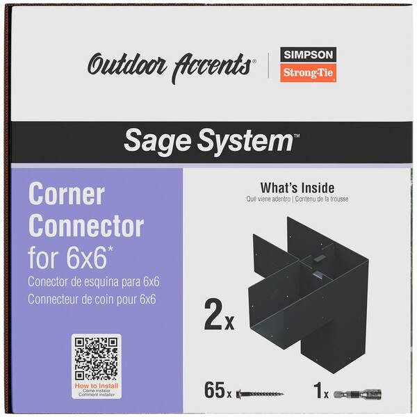 Outdoor Accents Sage System Black Powder-Coated Corner Connector for 6x6 with Screws (2-Pack)