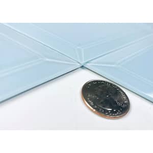 Frosted Elegance Blue 6 in. x 8 in. Beveled Diamond Peel and Stick Glass Subway Tile (20.04 sq. ft./Case)