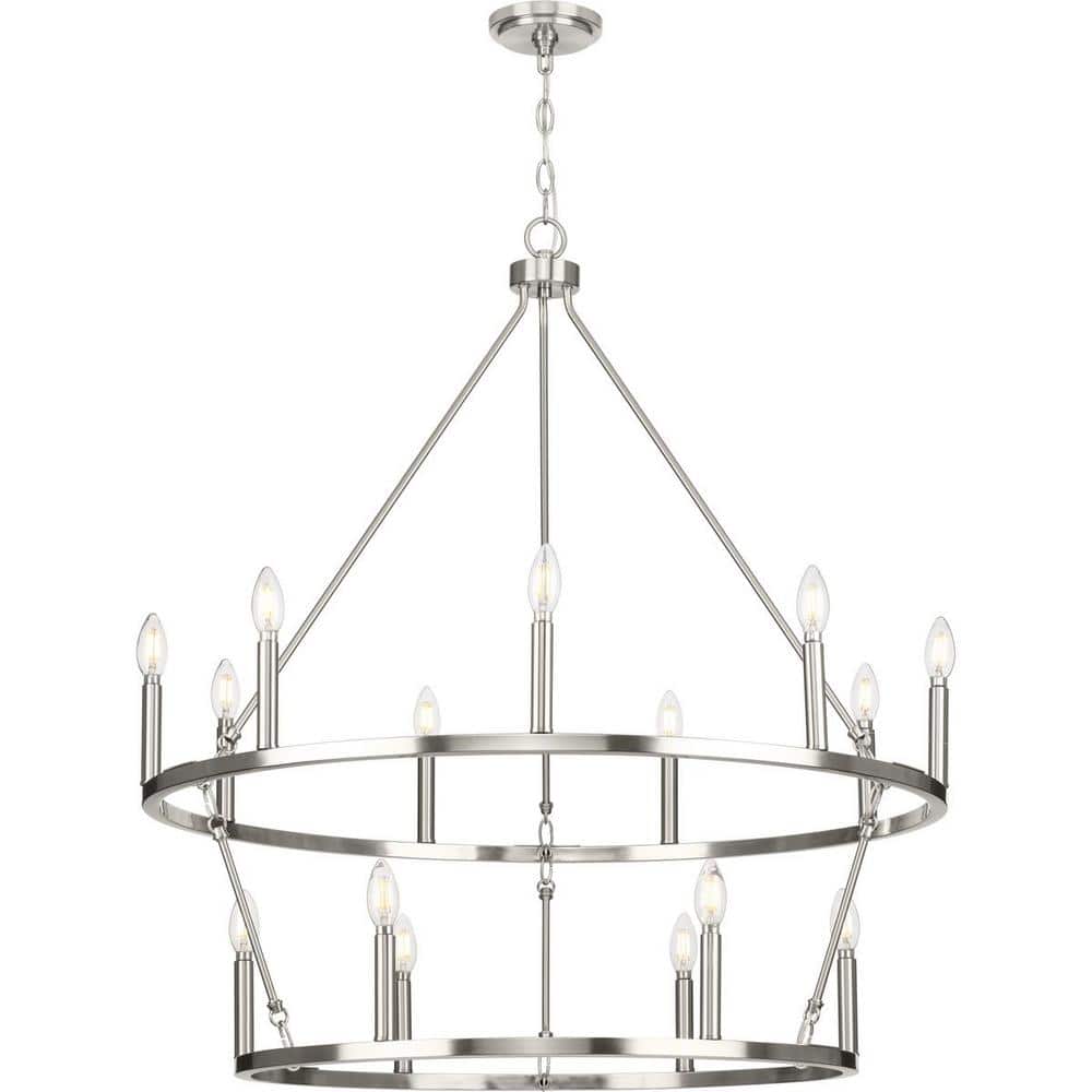 Gilliam 35.5" Brushed Nickel 15-Light Circular Chandelier