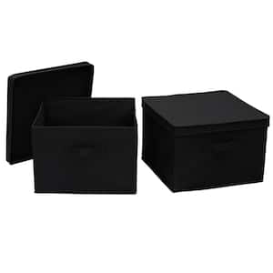 9.5 Gal. Square KD Storage Box with Lid in Black Linen
