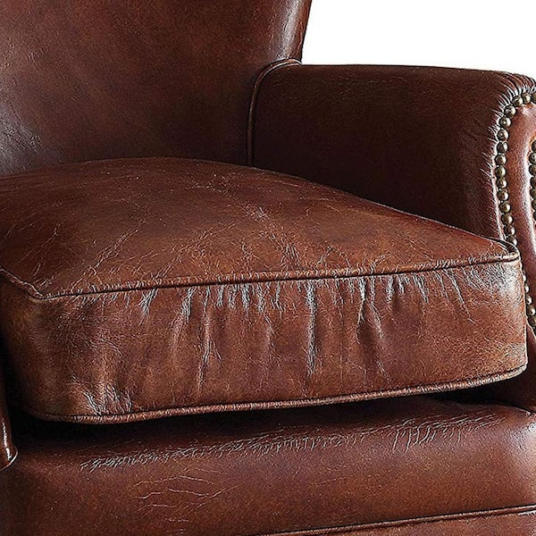 Leather chair with online nailhead trim