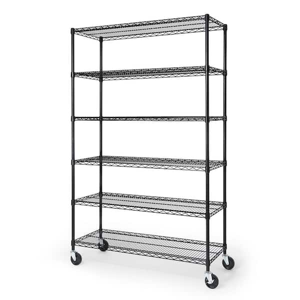 CAPHAUS Black 6-Tier Adjustable Welded Steel Heavy Duty Garage Storage Unit Shelving (48 in. W x 72 in. H x 18 in. D)