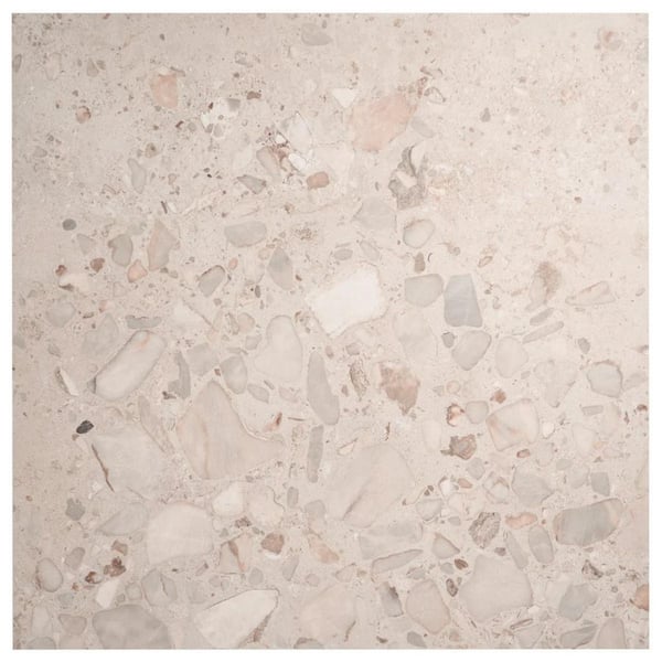 Sarto Grande Sand Beige 8 in. x 0.35 in. Terrazzo Look Semi-Polished Porcelain Floor and Wall Tile Sample