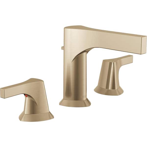 Delta Zura 8 in. Widespread 2-Handle Bathroom Faucet with Metal Drain Assembly in Champagne Bronze