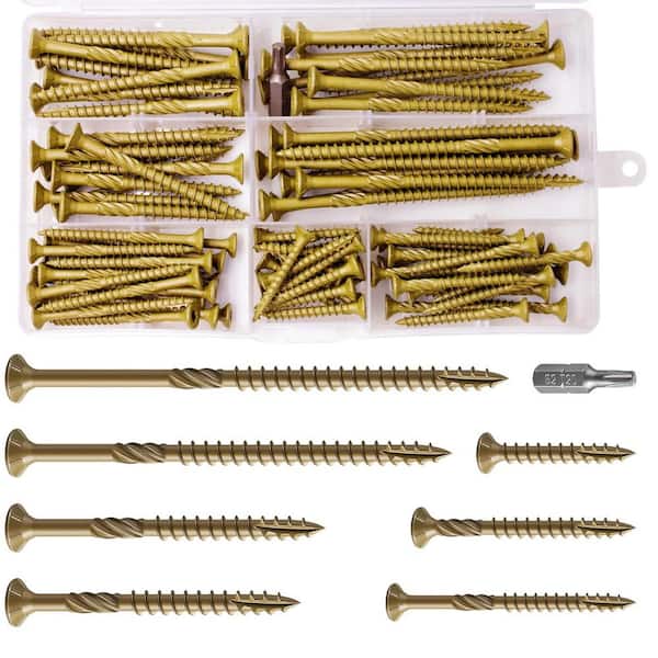Afoxsos Rust Resistant Epoxy Coated Bronze Deck Screws Kit with T25 Star Bit (95-Pack)