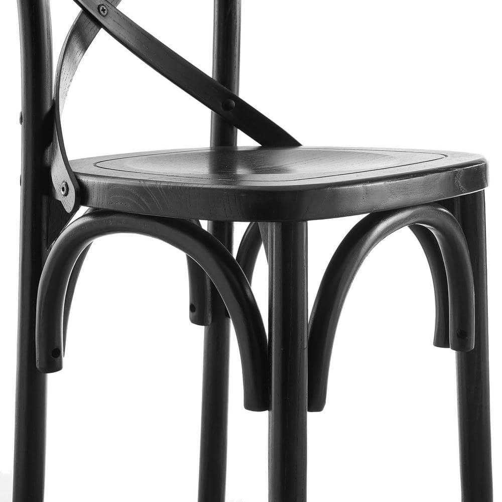 Modern Farmhouse Elm Wood Gear Counter Stool in Black