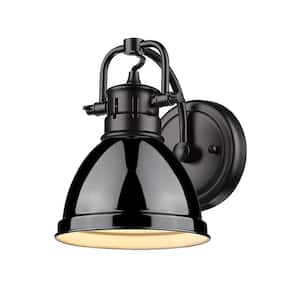 Duncan Collection Black 1-Light Bath Sconce Light with Black Shade