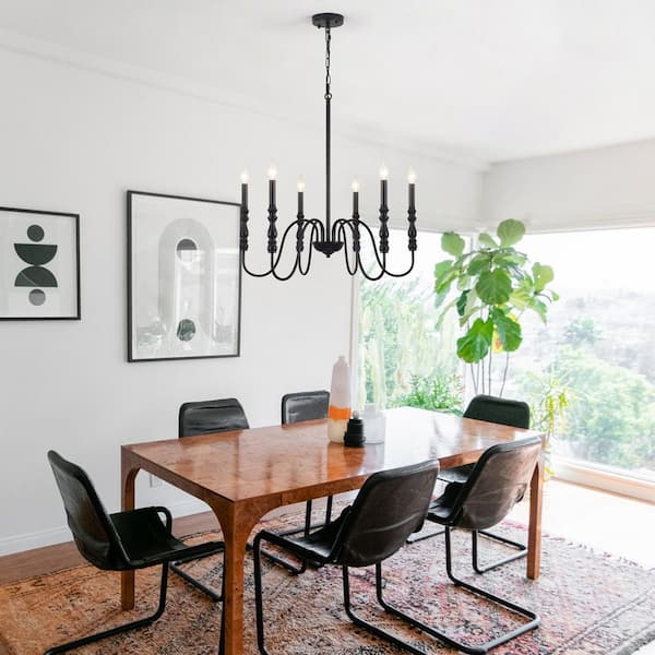 ETONIMERR 6-Light Black Classic Iron Candle-Style Farmhouse