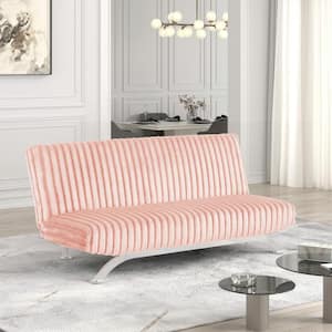 Mealiz 71 in. Pink Solid Fabric Full Size Futon Sofa Bed