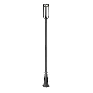 Leland 117.75 in. 1-Light Sand Black Aluminum Hardwired Outdoor Marine Grade Post Mounted Light with Integrated LED