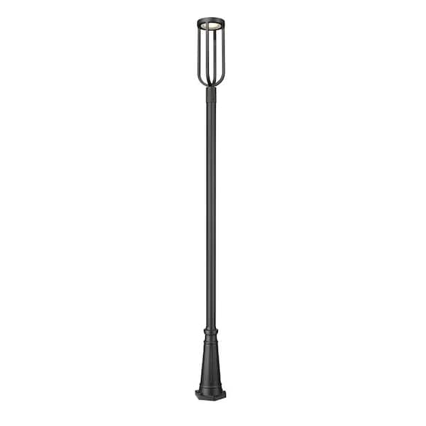 Unbranded Leland 117.75 in. 1-Light Sand Black Aluminum Hardwired Outdoor Marine Grade Post Mounted Light with Integrated LED