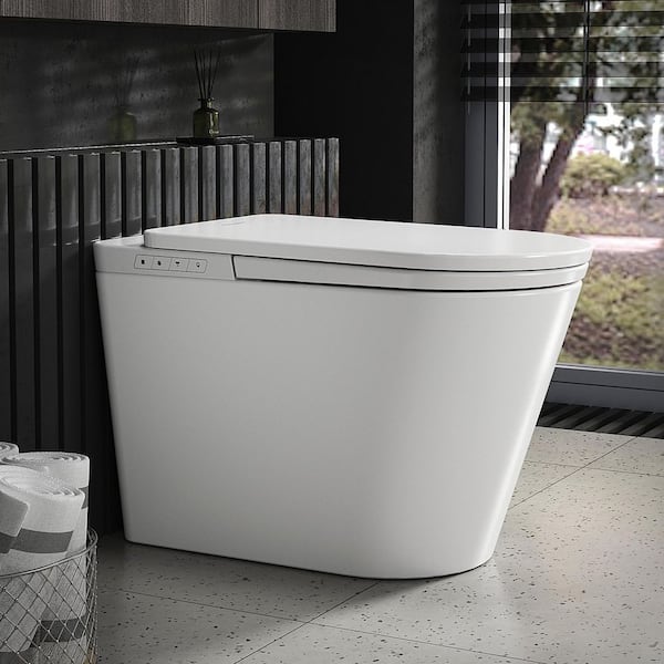 S-G Elongated Smart Bidet Toilet 1.34 GPF in White with Power Outage Flush, GFCI, Foot Control, Heated, Auto Open/Close