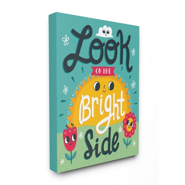 Stupell Industries 16 in. x 20 in. " Sun and Flowers Script Lettering Look On The Bright Side" by Allison Cole Canvas Wall Art