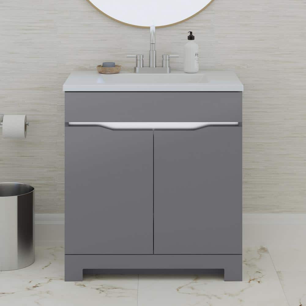 Clare 31 in. Single Sink Cement Bath Vanity with White Cultured Marble Top 