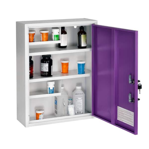 16 in. W x 21 in. H Medium Purple Metal Surface Mount Dual Locking Medicine Cabinet without Mirror