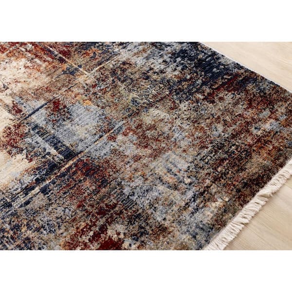 Solvyn Collections 5 ft. x 8 ft. Beige Distressed Indoor Area Rug